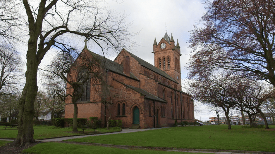 View of All Saints Church 2016 with clock tower.