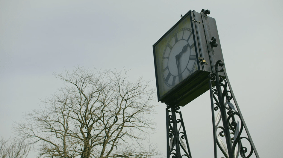 Close up shot of the Pat Collins Memorial clock 2016