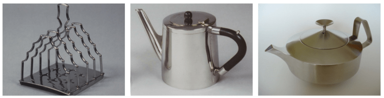 Old Hall stainless steel tableware toast rack and 2 x teapots